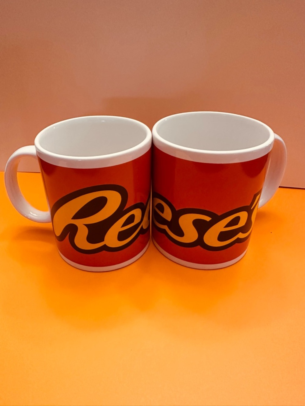 Reese’s Coffee Mug Set of 2 Peanut Butter Cup Red Yellow Cups